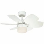 Flora Royale 76cm Indoor Ceiling Fan White Finish Reversible Blades (White/Light Maple) Opal Frosted Glass 72424