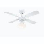 Portland Ambiance 90cm Indoor Ceiling Fan White Finish Reversible Blades (White/Beech) Opal Frosted Glass 78710