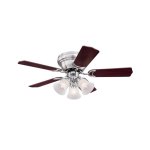 Westinghouse Contempra Trio 90cm Ceiling Fan  Brushed Nickel, Reversible Rosewood/Beech Blades, Light Kit 72073