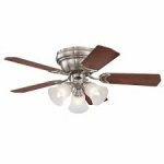 Contempra Trio 90cm Indoor Ceiling Fan Brushed Nickel Finish Reversible Blades (Rosewood/Beech) Frosted Glass 72073