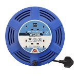 Masterplug LCT1510/4B Blue 4 Gang 10A Large Cassette Cable Reel  15m Extension Lead