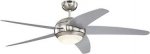 Bendan LED 132cm Indoor Ceiling Fan Satin Chrome Finish Silver Blades Opal Frosted Glass 72069