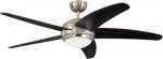 Bendan 132cm Indoor Ceiling Fan Satin Chrome Finish Wengue Blades Opal Frosted Glass 72557