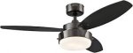 Alloy 105cm Indoor Ceiling Fan Gun Metal Finish Reversible Blades (Black/Graphite) Opal Frosted Glass 78764