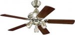 Kingston 105cm Indoor Ceiling Fan Brushed Aluminium Finish Reversible Blades (Weathered Maple/Silver) Spot Lights 72114