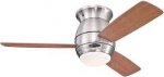 Halley 122cm Indoor Ceiling Fan Brushed Nickel Finish Reversible Blades (Textured Weathered Maple/ Dark Cherry) Opal Frosted Glass 72181