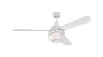Graham 132cm Indoor Celing Fan Nickel Luster Finish White Blades Cage Shade and Opal Frosted Glass 72207