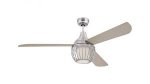 Graham 132cm Indoor Ceiling Fan Nickel Luster Finish Titanium Blades Cage Shade and Opal Frosted Glass 72208