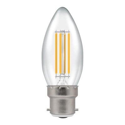 Crompton 6.5W LED Filament Candle Bulb BC B22 2700K Clear  60W Equivalent 12769