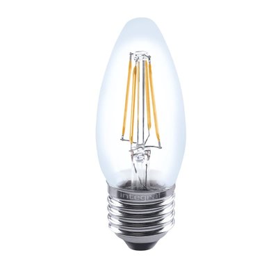 Integral 4.2w 220-240v 470lm LED Candle E27 2700k Warm White Non-Dimmable 320 Degree Beam Clear ILCANDE27NC040