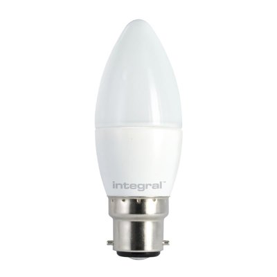 Integral 4.2w 220-240v 470lm LED Candle B22 2700k Warm White Dimmable 240 Degree Beam Frosted ILCANDB22DC025
