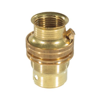S Lilley Brass B22 Threaded Entry Lampholder with Shade Ring M20x1.5mm
