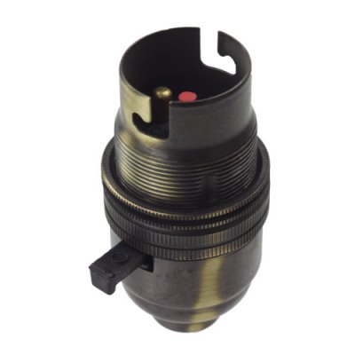 S Lilley Brass B22 Threaded Entry Safer-Switched Lampholder 1/2