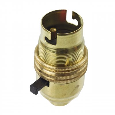 S Lilley Brass B22 Threaded Entry Switched Lampholder 1/2