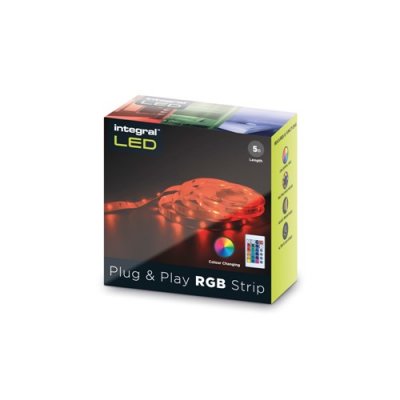 Integral 4.5w RGB 5m LED Strips UK Plug Remote Control