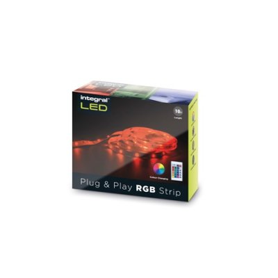 Integral 10m RGB LED Strip Kit  4.5W/m Plug & Play with UK Plug & Remote  ILSTRGBA160B