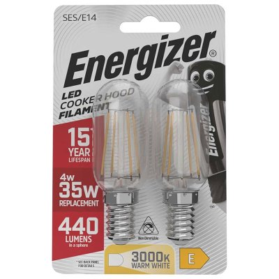 Energizer 4W E14 LED Filament Cookerhood 420lm 2,700K Warm White S13564, Pack of 2