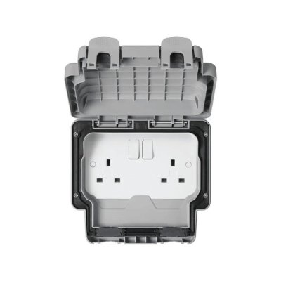 MK Masterseal K56482GRY 13A 2G IP66 Weatherproof Switched Socket Grey