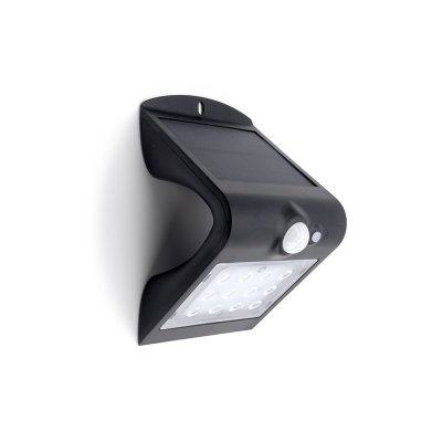 Integral LED True Solar Outdoor Wedge Wall Light PIR IP65, 4000K, 220LM, 1.5W  ILSWL001 (Black)