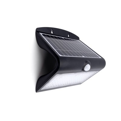 Integral LED True Solar Outdoor Wedge Wall Light PIR IP65, 4000K, 850LM, 8W  ILSWL003 (Black)