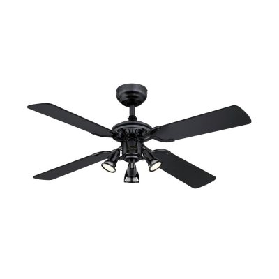 Westinghouse Princess Euro 105 cm Ceiling Fan  Brushed Gun Metal, Black/Applewood Blades, 3 Spot Lights 73061