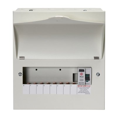 Wylex NMRS806LA 8 Way Consumer Unit with 100A 30mA Type A RCD Incomer  Metal Enclosure