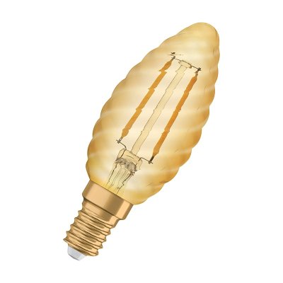 Osram 1906 LED Candle 1.5W E14 SES Vintage Twisted Filament Gold Glass 2400K
