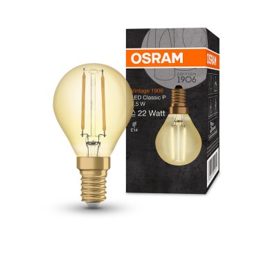 Osram 1906 LED 2.5W 240v SES E14 Vintage Filament Gold LED Golfball Light Bulb