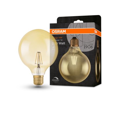 Osram 1906 LED 6.5w 240v ES E27 Vintage Filament Globe Gold Light Bulb