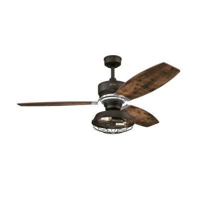 Westinghouse Welford LED 137cm Indoor Ceiling Fan  Weathered Bronze, Reversible Driftwood/Hickory Blades, Remote, Dimmable Light 72235