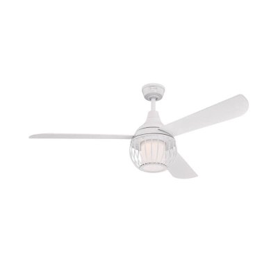 Westinghouse Graham 132cm Ceiling Fan  Nickel Lustre Finish, White Blades, Cage Shade, Opal Frosted Glass 72207