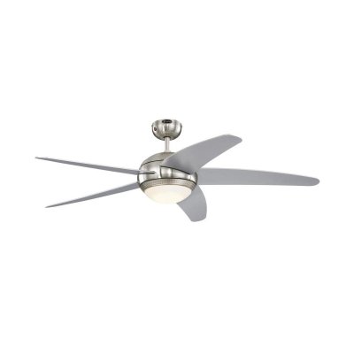 Westinghouse Bendan LED Ceiling Fan 132cm Satin Chrome Finish, Silver Blades, Opal Frosted Glass Light 72069