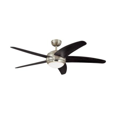 Westinghouse Bendan 132cm Indoor Ceiling Fan  Satin Chrome, Wengue Blades, Opal Frosted Glass Light 72557