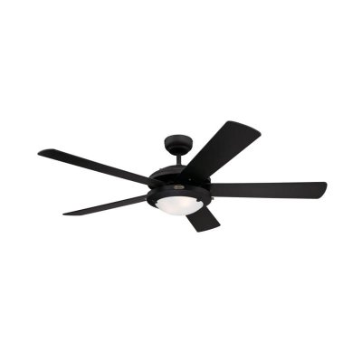 Westinghouse Comet 132cm Indoor Ceiling Fan  Matte Black with Reversible Blades & Opal Frosted Glass Light Kit 78719