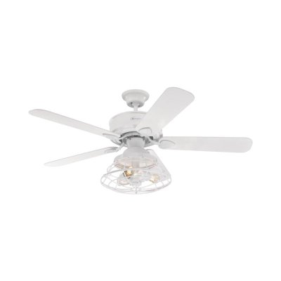 Westinghouse Barnett 122cm Ceiling Fan  White with Reversible Blades, LED & Cage Shade 72209