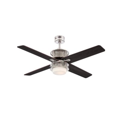 Westinghouse Oscar 122cm Indoor Ceiling Fan  Brushed Nickel, Reversible Wengue/Graphite Blades, Opal Frosted Glass Light 72211