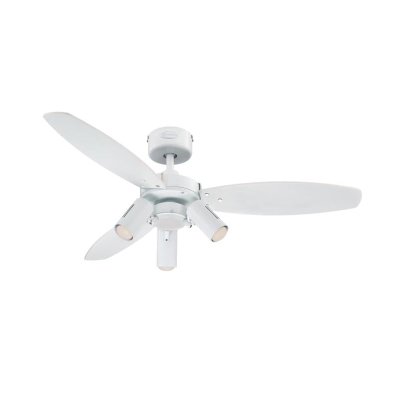 Westinghouse Jet Plus 105cm Ceiling Fan  Brushed Nickel with Spotlights & Reversible Wengue/Silver Blades 78703