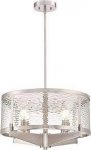 Branston Pendant Fitting 4 Light Chandelier Brushed Nickel Finish Clear Water Glass 63682